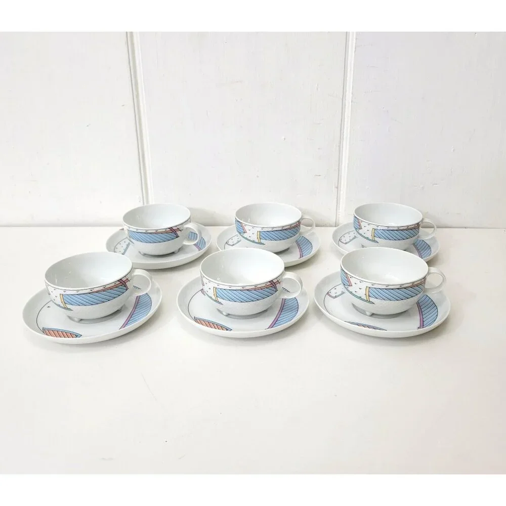Rosenthal Germany New Wave Studio-Line Cups and Saucers Set of Six - Picture 1 of 7